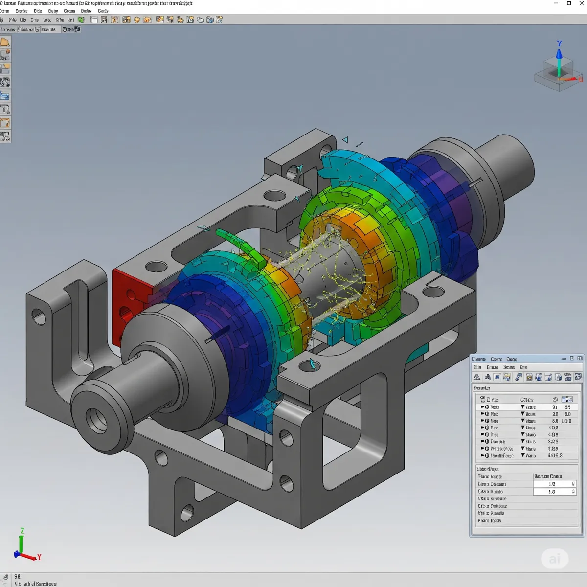Illustration of a 3D model and simulation of an automated cell